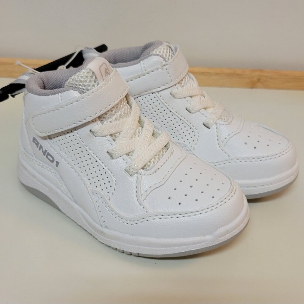 NEW AND1 Boys Court High Top Basketball Sneakers - White Shoes - Picture 1 of 11